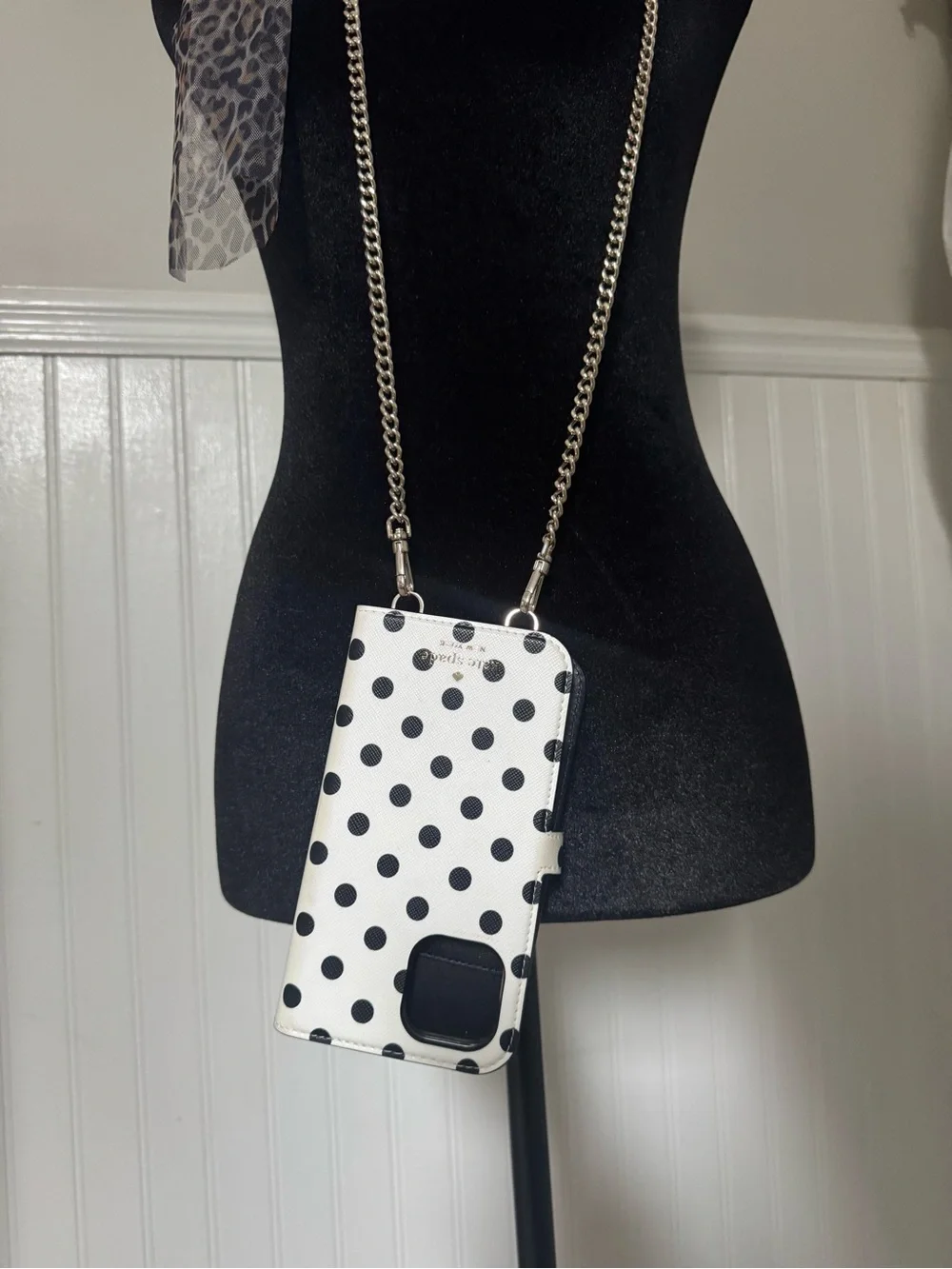kate spade Black & White Polka Dot Crossbody Phone Case 12 pro